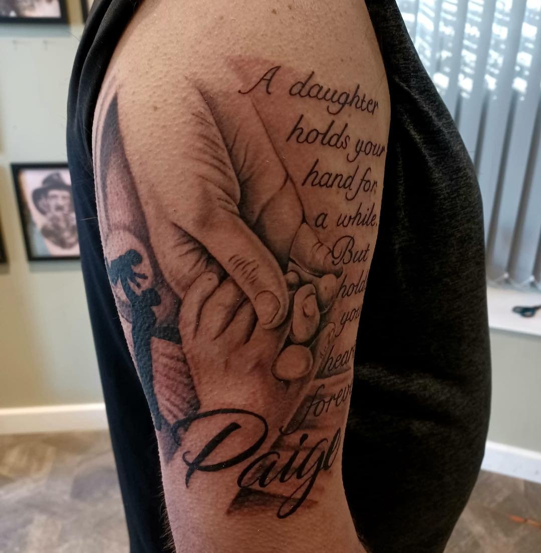 Father and daughter hands - family