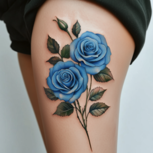 rose thigh tattoo