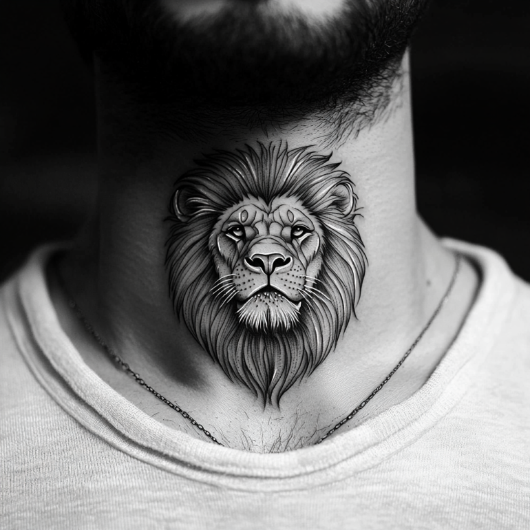 Male Front Neck & Throat Tattoos
