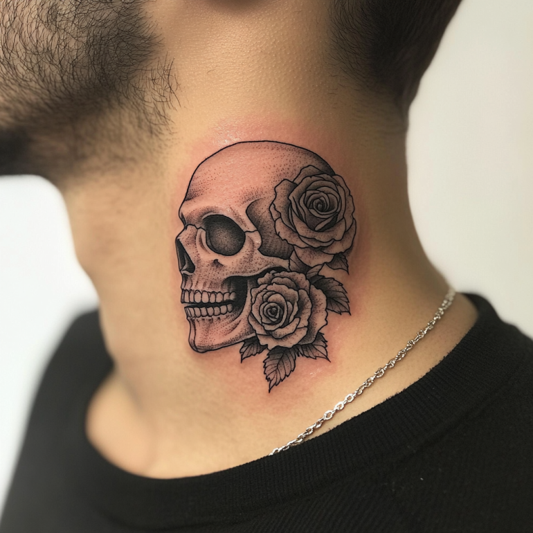 Male Front Neck & Throat Tattoos
